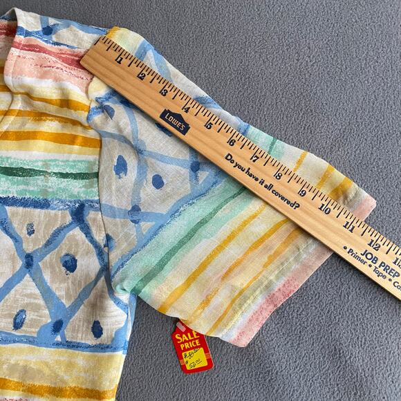 Vtg 80s 90s Two Potato Artsy A Line Midi Dress M Petite Sheer NOS Coastal Pastel - Picture 12 of 16